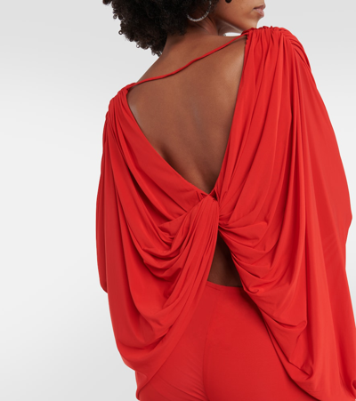 Giuseppe Di Morabito Floral-appliqué Draped Jersey Top In Red