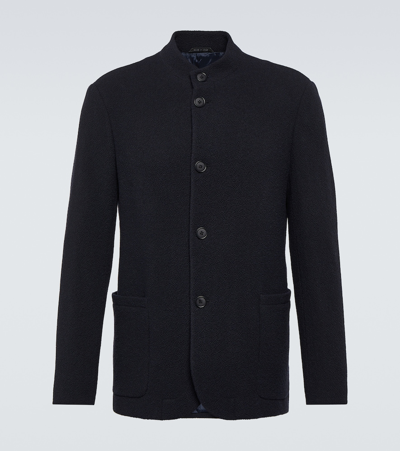 Shop Giorgio Armani Alpaca-blend Jacket In Blue