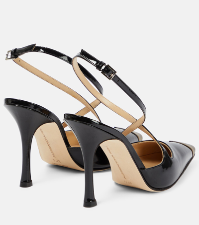 Shop Alessandra Rich Paneled Patent Leather Pumps In Black