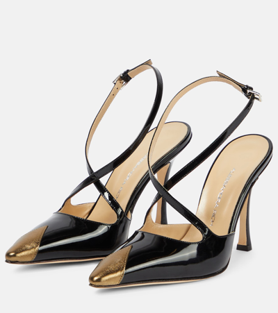 Alessandra Rich Paneled Patent Leather Pumps In Black