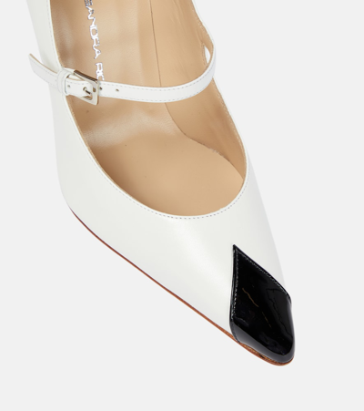 Shop Alessandra Rich Paneled Leather Pumps In White