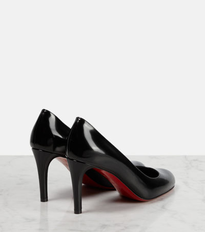 Christian Louboutin Pumppie Abrasivato Red Sole Calfskin Leather Pumps In Black