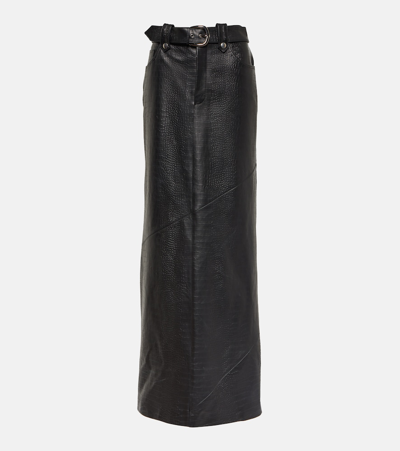 Shop Alessandra Rich Mock-croc Leather Maxi Skirt In Black