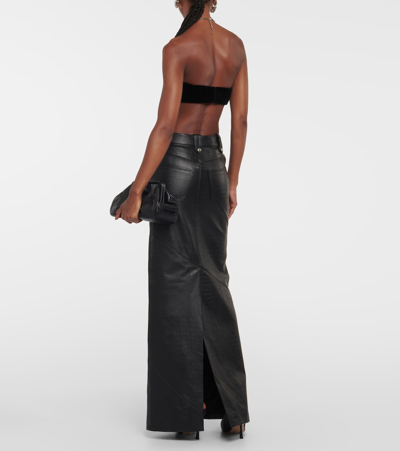 Shop Alessandra Rich Mock-croc Leather Maxi Skirt In Black