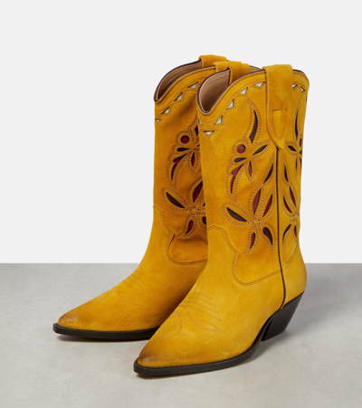 Shop Isabel Marant Duerto Suede Ankle Boots In Yellow