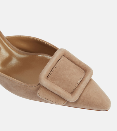 Manolo Blahnik 50mm Maysale Suede Mules In Brown