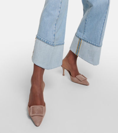 Manolo Blahnik 50mm Maysale Suede Mules In Brown