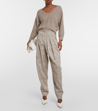Shop Loro Piana Asael Silk, Hemp, And Cotton Pants In Beige