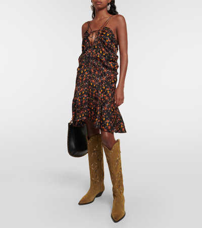 Isabel Marant Denvee Suede Knee-high Cowboy Boots In Brown