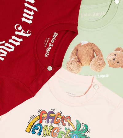 Shop Palm Angels Baby Set Of Three Cotton Jersey T-shirts In Multicoloured