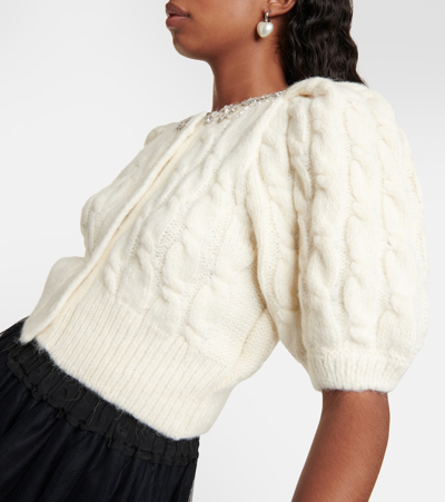 Simone Rocha Embellished Wool-blend Cardigan In Beige