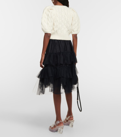 Simone Rocha Embellished Wool-blend Cardigan In Beige