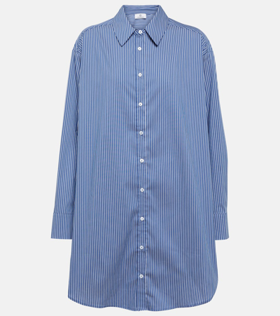 Shop Ag Striped Cotton-blend Minidress In Blue