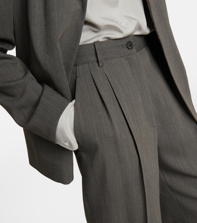 The Row Wool-blend Wide-leg Pants In Grey