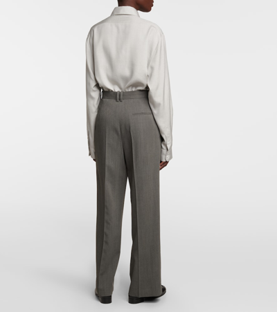 Shop The Row Wool-blend Wide-leg Pants In Grey