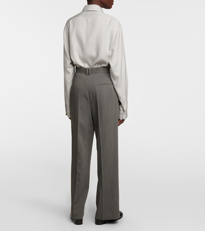 The Row Wool-blend Wide-leg Pants In Grey
