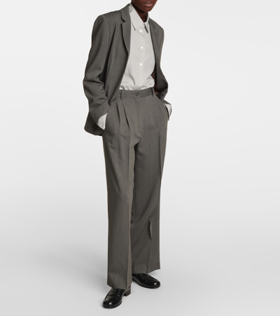 The Row Wool-blend Wide-leg Pants In Grey