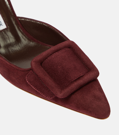 Manolo Blahnik Maysale 70 Suede Mules In Red