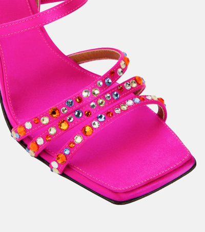 Shop Marni Embellished Satin Sandals In Pink