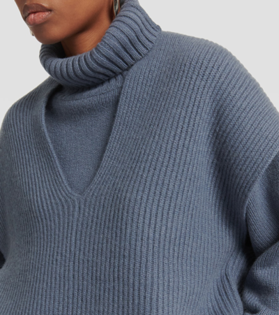 Shop Joseph Ribbed-knit Cashmere Top In Blue