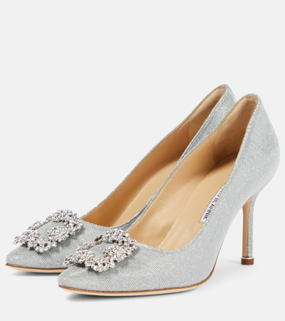 Manolo Blahnik Hangisi 70 Glitter Pump In Purple