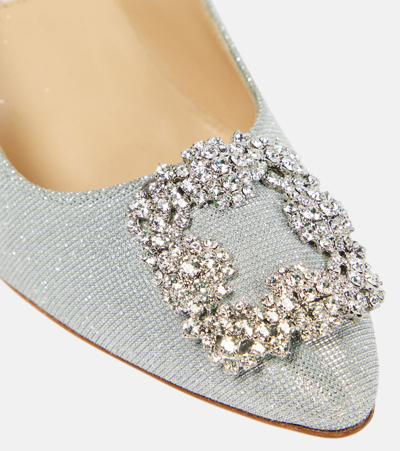 Manolo Blahnik Hangisi 70 Glitter Pump In Purple