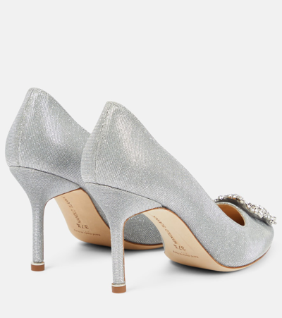 Manolo Blahnik Hangisi 70 Glitter Pump In Purple