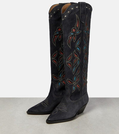 Isabel Marant 40mm Denvee Suede Tall Boots In Black