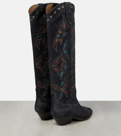 Shop Isabel Marant Denvee Suede Knee-high Boots In Black