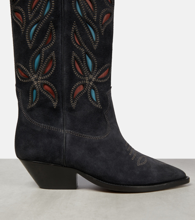 Shop Isabel Marant Denvee Suede Knee-high Boots In Black