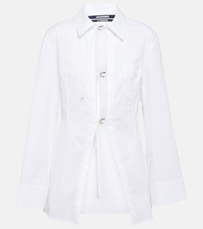 Shop Jacquemus La Chemise Lavior Cotton-blend Shirt In White