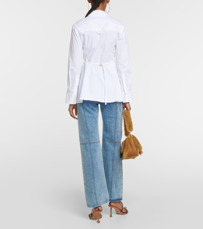 Shop Jacquemus La Chemise Lavior Cotton-blend Shirt In White