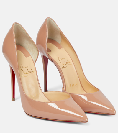 Shop Christian Louboutin Iriza 100 Patent Leather Pumps In Neutrals