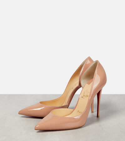 Shop Christian Louboutin Iriza 100 Patent Leather Pumps In Neutrals