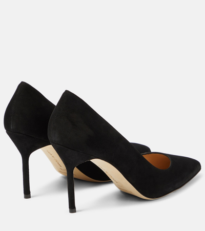 Manolo Blahnik Pointed Pumps In Grey Suede In Black