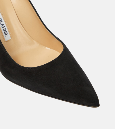 Manolo Blahnik Pointed Pumps In Grey Suede In Black