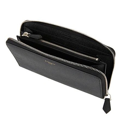 Shop Givenchy Grained Leather Zip-around Wallet In Black