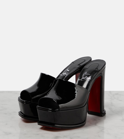 Christian Louboutin Amali Patent Red Sole Platform Mule Sandals In Black