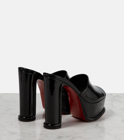 Christian Louboutin Amali Patent Red Sole Platform Mule Sandals In Black