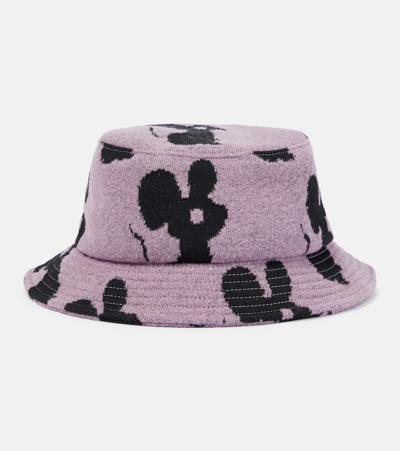 Shop Jw Anderson Logo Wool-blend Bucket Hat In Purple