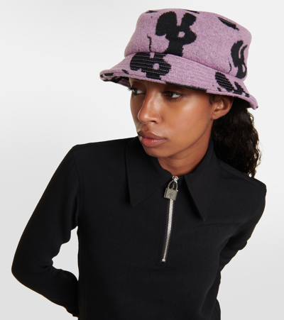 Shop Jw Anderson Logo Wool-blend Bucket Hat In Purple