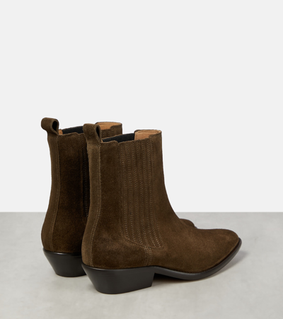 Shop Isabel Marant Delena Suede Ankle Boots In Green