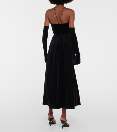 Shop Alex Perry Off-shoulder Velvet Midi Dress In Black