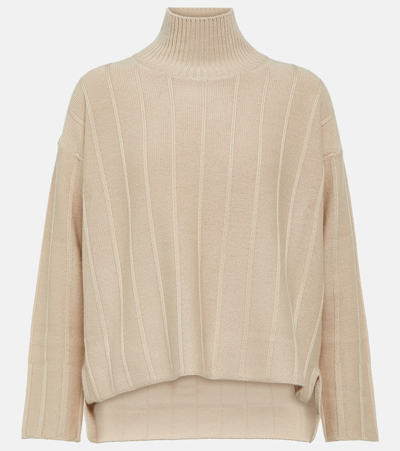 Shop Max Mara Leisure Beira Virgin Wool Turtleneck Sweater In White