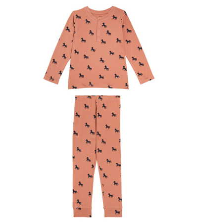 Shop Liewood Wilhelm Printed Cotton-blend Pajama Set In Brown