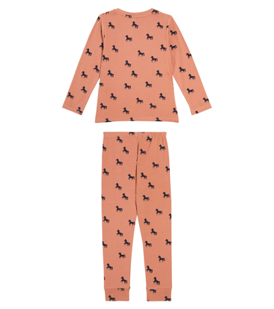 Shop Liewood Wilhelm Printed Cotton-blend Pajama Set In Brown