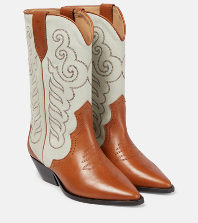 Shop Isabel Marant Duerto Embroidered Leather Boots In Brown