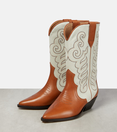 Shop Isabel Marant Duerto Embroidered Leather Boots In Brown