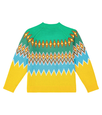 Shop Stella Mccartney Fair Isle Cotton And Wool Sweater In Multicoloured