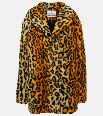 Shop Vivienne Westwood Leopard-print Faux-fur Coat In Brown